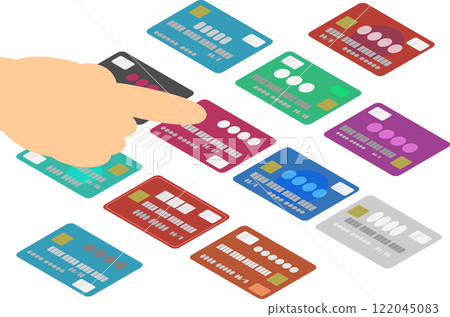 指向許多等距信用卡中的一張的資料 指向許多等距信用卡中的一張的資料 122045083
