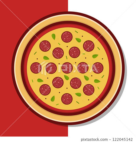 Peperoni Pizza Vector Icon Illustration. Peperoni Pizza Vector. Flat Cartoon Style Suitable for Web Landing Page, Banner, Flyer, Sticker, Wallpaper, Background Peperoni Pizza Vector Icon Illustration. Peperoni Pizza Vector. Flat Cartoon Style Suitable for Web Landing Page, Banner, Flyer, Sticker, Wallpaper, Background 122045142