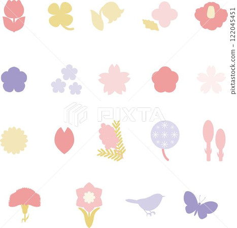 花綠色圖示剪影處理裝飾象形圖可愛插畫素材集 122045451