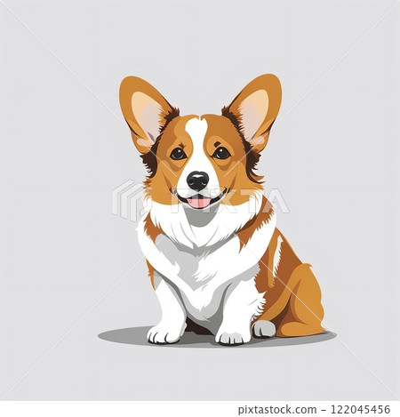 可愛的柯基犬羊毛衫坐著凝視 122045456