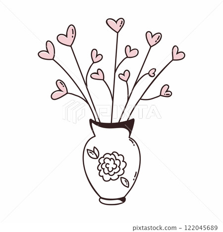 bouquet in vase. Spring illustration for design of postcards. bouquet in vase. Spring illustration for design of postcards. 122045689