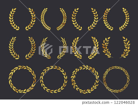 Watercolor laurel wreath frame Gold laurel frame 122046028