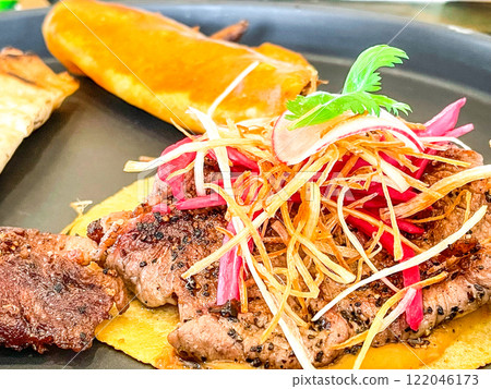 Mexican beef tacos 122046173