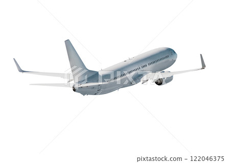 Passenger airliner flying isolated on white background Passenger airliner flying isolated on white background 122046375