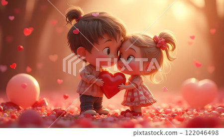 adorable cartoon style valentines character 3d render clean background adorable cartoon style valentines character 3d render clean background 122046498