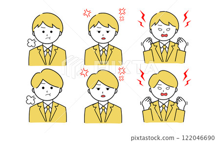 男性插畫集/生氣/沮喪/憤怒(黃色) 男性插畫集/生氣/沮喪/憤怒(黃色) 122046690