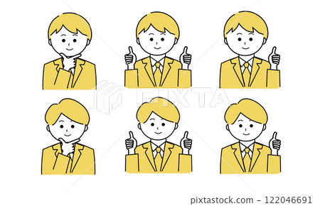 男性插畫集/好/豎起大拇指(黃色) 男性插畫集/好/豎起大拇指(黃色) 122046691