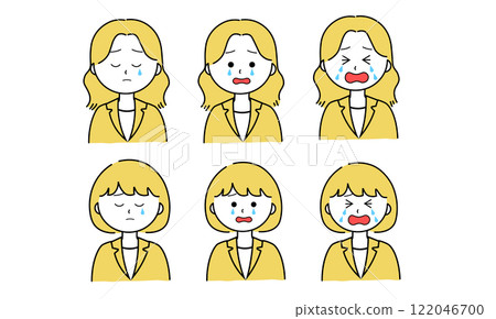 Female illustration set / sadness / crying / wailing (yellow) 122046700