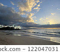 Beautiful tropical sunset sky and sandy beach 122047031