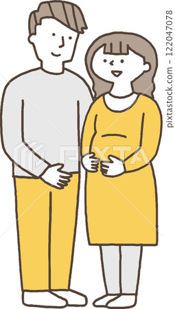 Pregnant woman and husband monochromatic 122047078