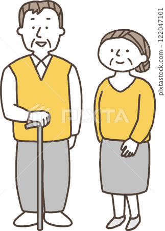 老夫婦並排站著單色 122047101