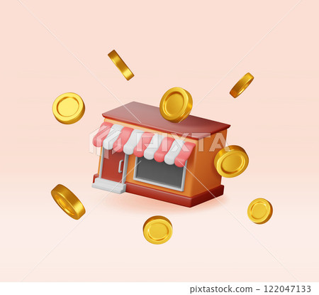 3D franchise shop building or commercial property 122047133