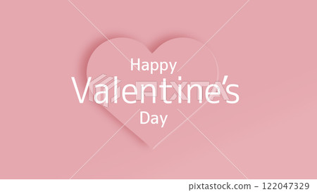 Valentine, pink heart with shadow 122047329