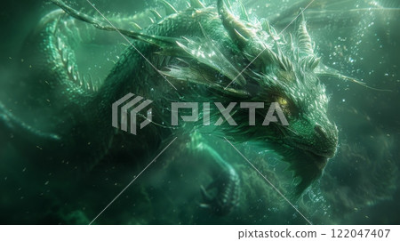 Majestic dragon from Japanese mythology, symbolizing power, wisdom 122047407