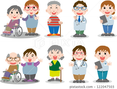 People material <Elderly people posing in a fist, people in need of care, doctors, caregivers, having fun, happy> People material <Elderly people posing in a fist, people in need of care, doctors, caregivers, having fun, happy> 122047503
