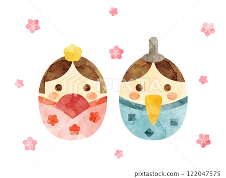 可愛蛋形雛娃娃水彩版插畫 122047575