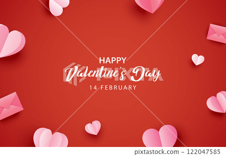 Valentines day greeting card banner template with heart and text on red background. Valentines day greeting card banner template with heart and text on red background. 122047585