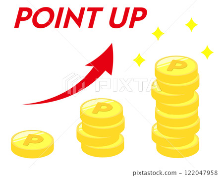 Illustration of points accumulating as coins and increasing. Concept of points increasing, growth and achievement 122047958