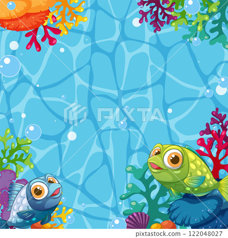 Colorful Underwater Sea Creatures Illustration 122048027