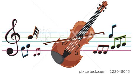 Melodic Symphony: Violin and Notes Melodic Symphony: Violin and Notes 122048043