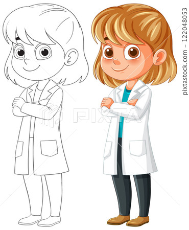 Young Scientist in Lab Coat Illustration Young Scientist in Lab Coat Illustration 122048053