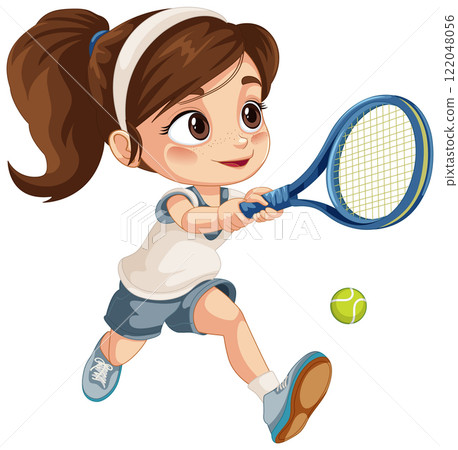 Young Girl Playing Tennis Young Girl Playing Tennis 122048056