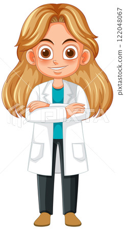 Confident Female Scientist Illustration Confident Female Scientist Illustration 122048067