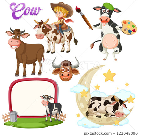Whimsical Cow Illustrations and Farm Scenes Whimsical Cow Illustrations and Farm Scenes 122048090