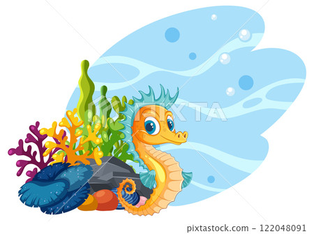 Colorful Seahorse Among Coral Reefs 122048091