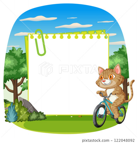 Cat Riding Bicycle in Nature 122048092