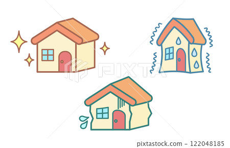 健康的房子、顫抖的房子和哭泣的房子的插圖 122048185