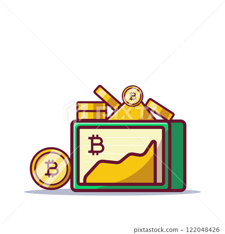 business concept. bitcoin price rises cartoon icon illustration flat style on white background for web, landing page, ads, advertisement, sticker, banner, flier business concept. bitcoin price rises cartoon icon illustration flat style on white background for web, landing page, ads, advertisement, sticker, banner, flier 122048426