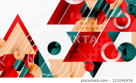 Modern geometric background - overlapping triangles with smooth gradients and semi-transparency 122048456