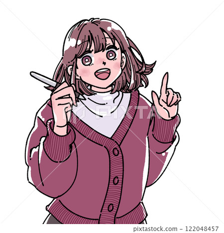 有筆的微笑的婦女 122048457
