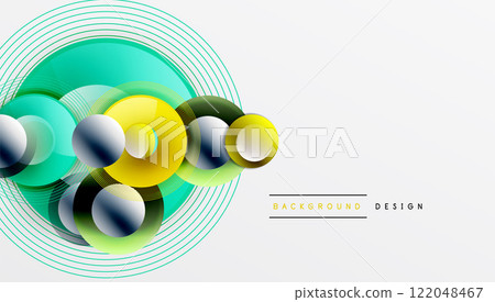 Abstract composition of overlapping circles with smooth gradients and transparency effects. Clean and modern design emphasizing depth, symmetry a minimal aesthetic Abstract composition of overlapping circles with smooth gradients and transparency effects. Clean and modern design emphasizing depth, symmetry a minimal aesthetic 122048467