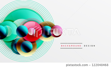 Sleek vector with overlapping circles in vibrant colors and smooth gradients. Dynamic composition with depth, symmetry, and minimalistic elegance on a light background Sleek vector with overlapping circles in vibrant colors and smooth gradients. Dynamic composition with depth, symmetry, and minimalistic elegance on a light background 122048468