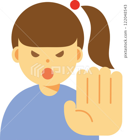 Illustration of an angry woman refusing or stopping 122048543