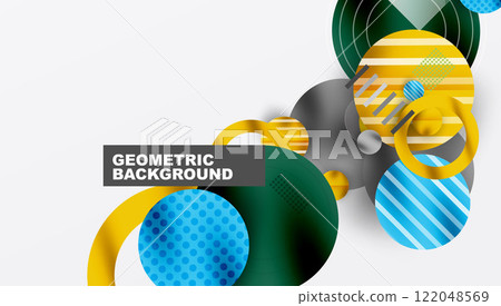 Abstract Circle Design with Overlapping Transparent Geometric Shapes 122048569