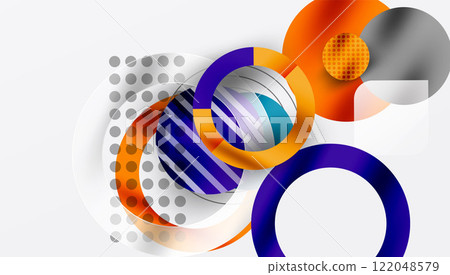 Abstract Circle Design with Overlapping Transparent Geometric Shapes 122048579