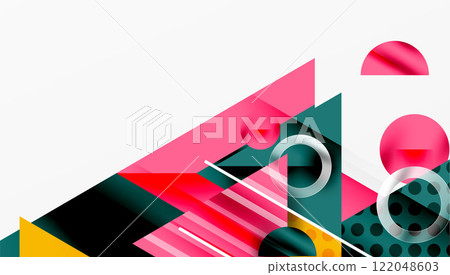 Sleek abstract background - layered triangles with vibrant gradient tones. Semi-transparent shapes add depth and contemporary aesthetic Sleek abstract background - layered triangles with vibrant gradient tones. Semi-transparent shapes add depth and contemporary aesthetic 122048603
