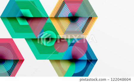 Hexagons, diamonds pattern. Geometric repeating hexagon background Hexagons, diamonds pattern. Geometric repeating hexagon background 122048604