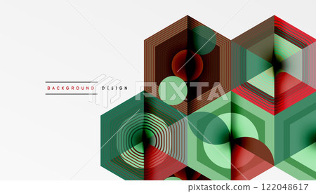 Hexagons, diamonds pattern. Geometric repeating hexagon background 122048617