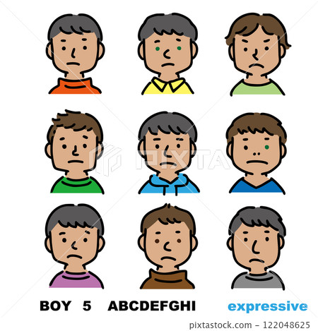 Illustration set of various black boys and men (dissatisfied, anxious) Illustration set of various black boys and men (dissatisfied, anxious) 122048625