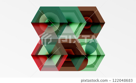 Hexagons, diamonds pattern. Geometric repeating hexagon background Hexagons, diamonds pattern. Geometric repeating hexagon background 122048683