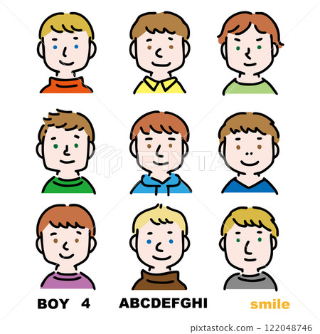 各種白人男孩和男人的插圖集（微笑） 122048746