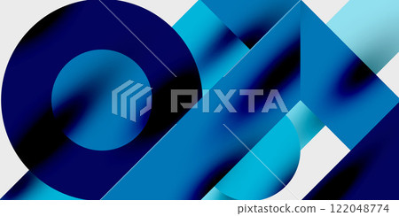 Detailed composition of circles, semicircles, and triangles with glossy effects and smooth gradients. A sleek and modern vector design for creative and tech-inspired projects 122048774