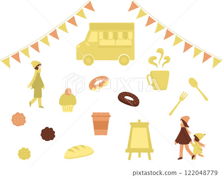 Set illustrations of winter market Set illustrations of winter market 122048779