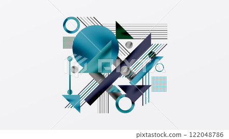 Circles, triangles, squares, rings and lines with shadow effect 122048786