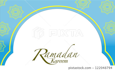 Ramadan Kareem design with arched shape and stars. Islamic holy month template Ramadan Kareem design with arched shape and stars. Islamic holy month template 122048794