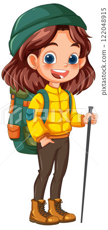 Adventurous Girl Ready for Hiking 122048915